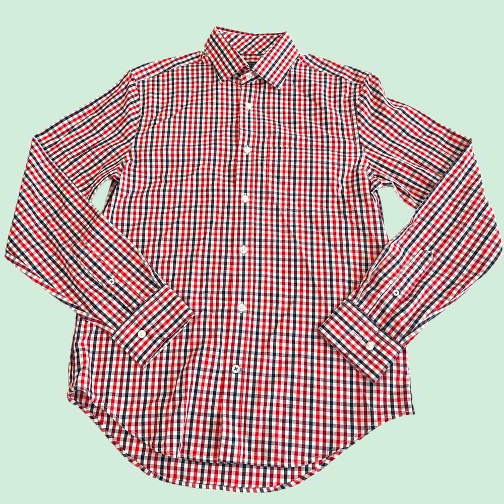 Gap Men’s Non-Iron Gingham Shirt - Size Small - Red/Blue
